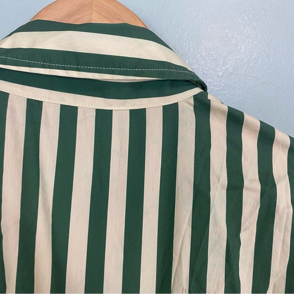 Simon Miller Loch Poplin Maxi Button Down Dress Striped Green Cut Out Large - Picture 15 of 15